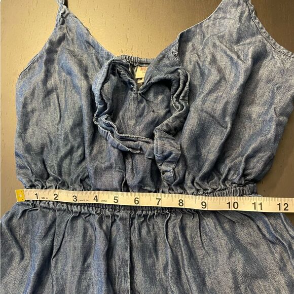 Mossimo Supply Co Denim Blue Tie Front Elastic Waist Romper Women’s Size XS - Picture 8 of 9